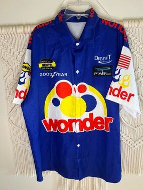 Amazon Wonder Racing Button-Down Shirt - Blue, Red, Yellow, White